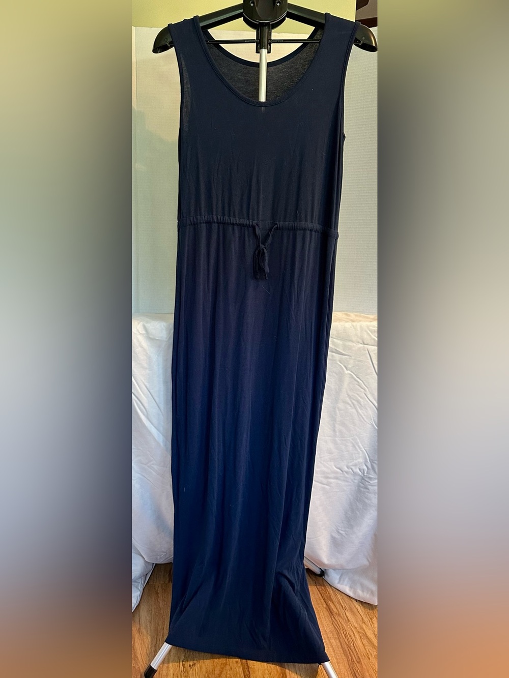 Serra Navy Sleeveless Maxi Dress with Tie Waist